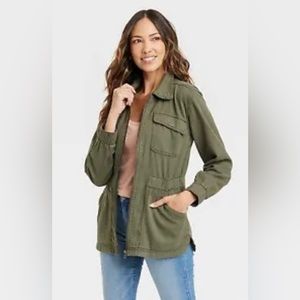 Knox Rose Women's Full Zip Utility Jacket Green XS